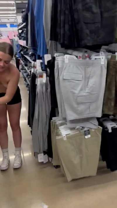 Being sneaky while completely topless in Walmart ;)