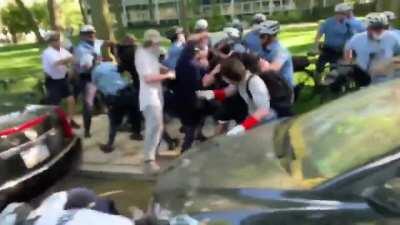 Gang of bikers brutally beat peaceful protesters