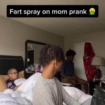 Fart pranks on his mother