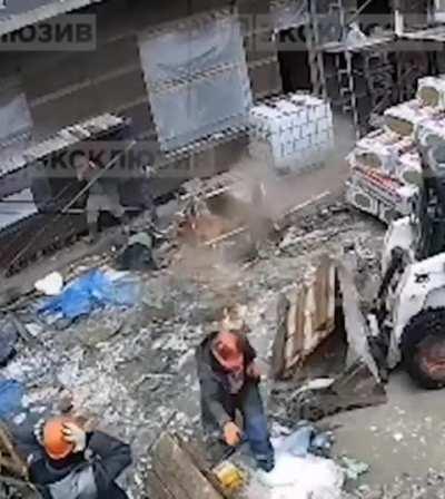 A Russian construction worker was killed after a crate of bricks fell from the 8th floor