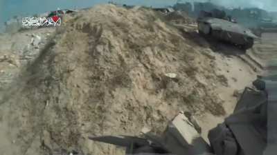 Hamas operative throws in a shawaz EFP that eliminated 7 Israeli troops in Gaza