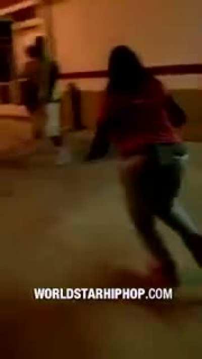 Woman keeps trying to tazer a guy who is trying to break up 2 girls fighting. He gives her several warnings about tazering him. She ignores him and wins a prize