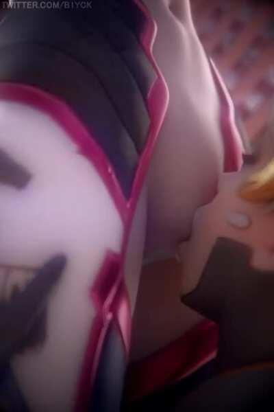 Mercy licking D.va's pussy