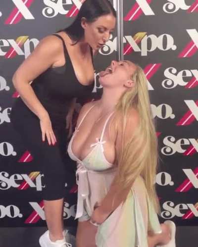 Angela White Spitting inside a Cute Fans Mouth at Sexpo