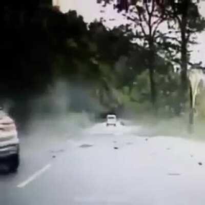 Driving along a mountain pass WCGW