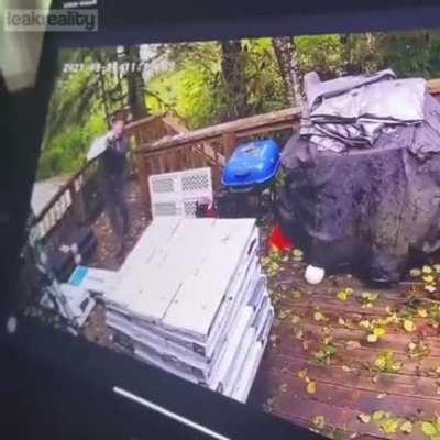 Stacking a ton of shingles on an old porch?