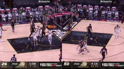 [Highlight] Middleton tries to lean into the defender. No foul called. Booker does the same thing. Gets the whistle twice