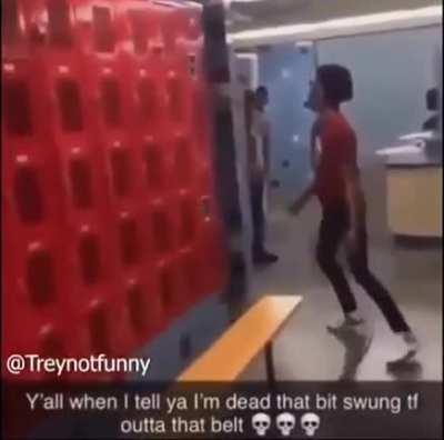 He pulled out the belt.