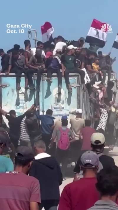 Palestinians arrive in Gaza City as Gaza ceasefire resolution goes into effect as one displaced Palestinian has said: 