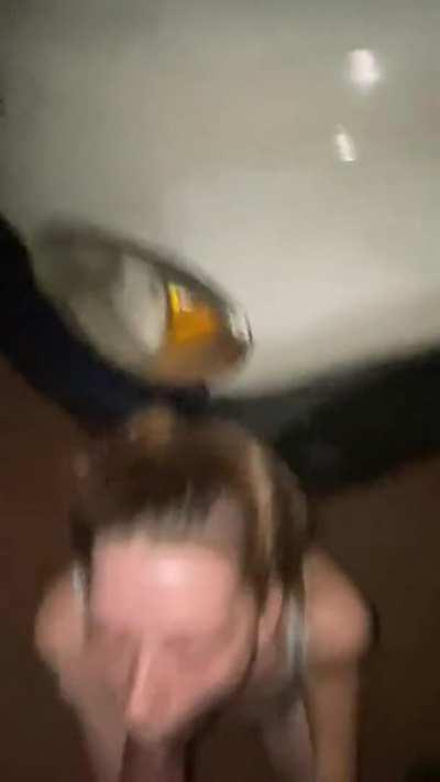 White girl blows bf's black dick in parking lot