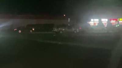 Riding on the back of a moving car