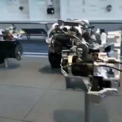 Gear shifter and transmission cutaway at Toyota science museum