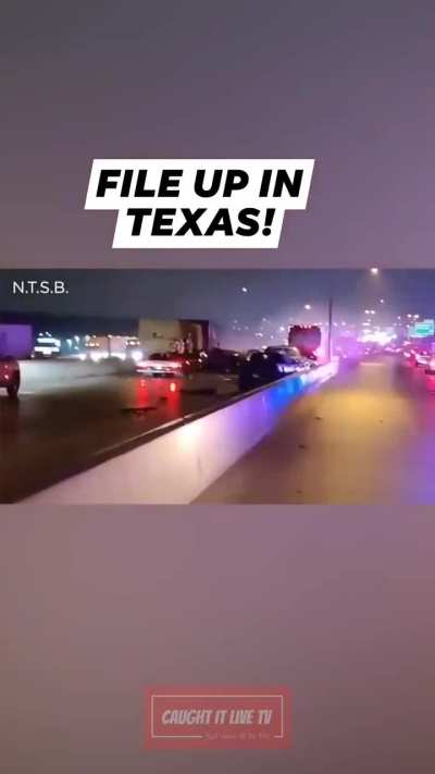 Insane Texas pile up from the ice, onlookers helpless and in shock.. 