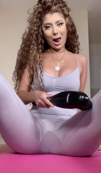 Marina enjoying her massager