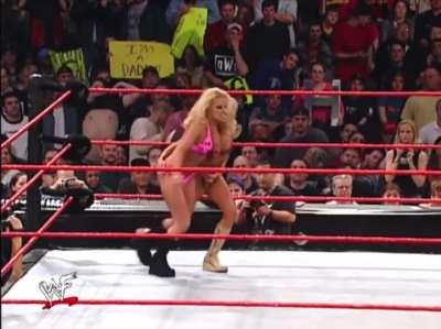 Trish Stratus in a sexy pink bikini wrestling Terri