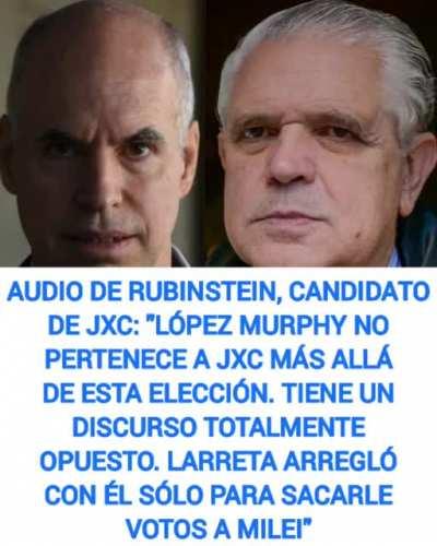 Rubinstein comete sincericidio y admite públicamente que López Murphy no pertenece a JxC y solamente arreglaron con él para sacarle votos a Milei