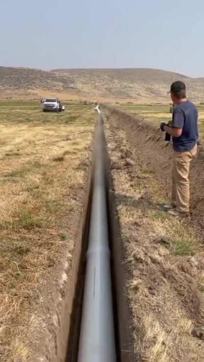 He Placed Pipe In One Move. Work Smart Not Hard