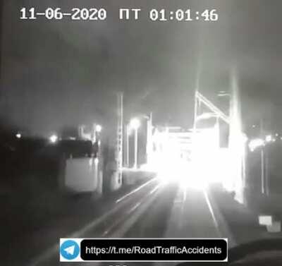 Train vs truck in Moscow region