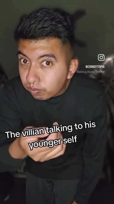 He looks like he touches his younger self