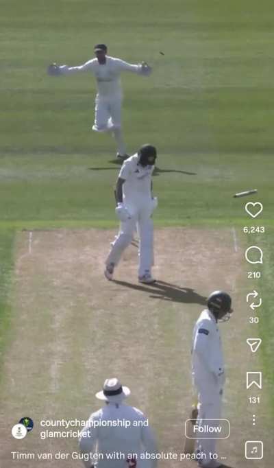 Van Der Gugten gets Hameed with the first ball of the match