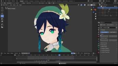 i animated Venti doing the rock face in blender