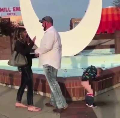 What an amazing proposa- oh shi- what’s the kid doing? Oh no!