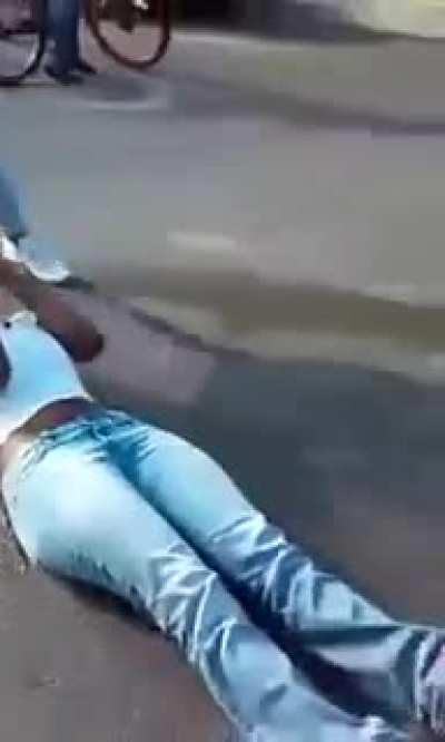 Brutal girl fight multiple stomps on face