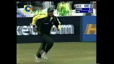 Shoaib Malik stops the four just to give five runs.