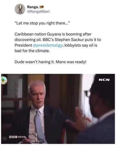 Guyana's President Confronts BBC Journalist for Trying to Discourage Oil Drilling Due to Climate