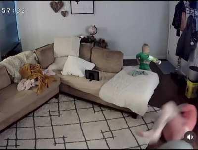 WCGW jumping over a yoga ball