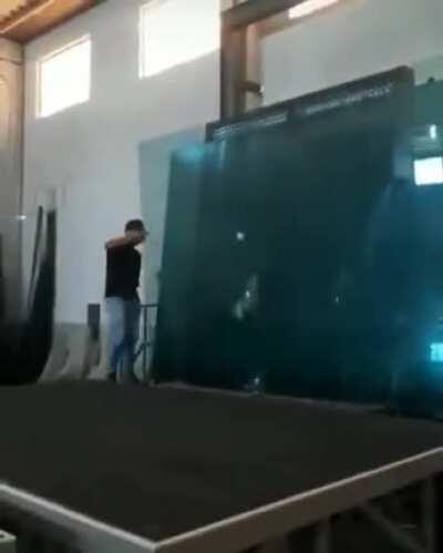 In glass factory they use tables that work like air-hockey tables so that they can slide and move effortlessly.