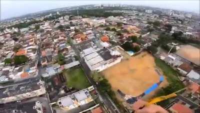 Skydiver misses his drop zone.