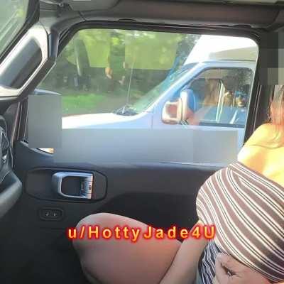 Flashing my Asian titties to drivers on I-77 in North Carolina