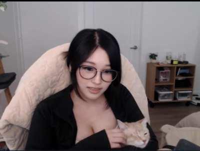 Hyoon and her new cat