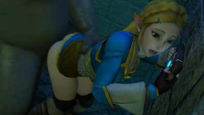 Zelda couldn't believe she was letting a smelly orc pound her Princess pussy with his monster cock while Link was trying to find them a way out of the dungeon. She could only try to stay quiet and hope he finished soon before she got pumped full of orc ba