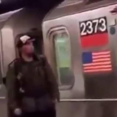 Guy thinks train doors can save him, so he spits in his face...