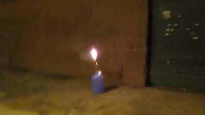 Man hits building with firework