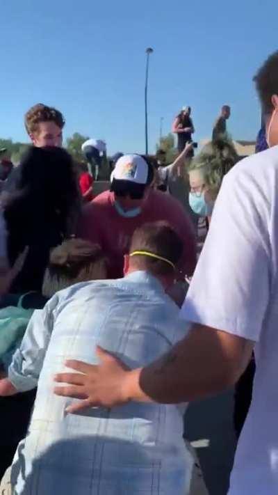 Rioters attack a driver on an occupied freeway in Tulsa, Okla.
