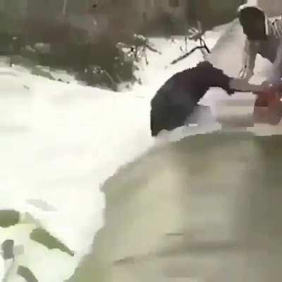 Finally the dog is rescued