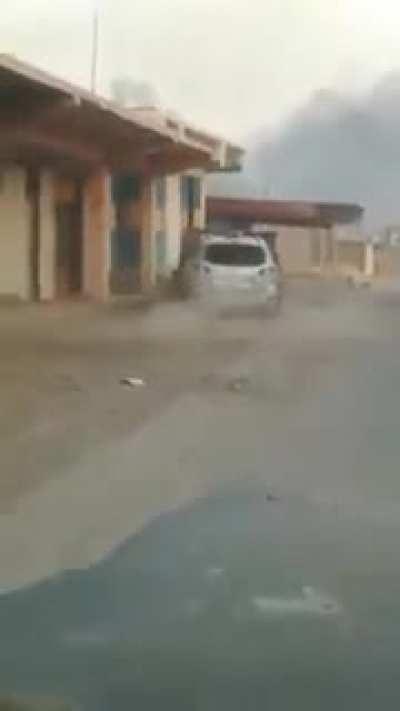 M1A1 Abrams of the 9th armored division of iraqi forces gets targeted by an Isis car bomb at an extremely close range. Salah Al din province , 2016.