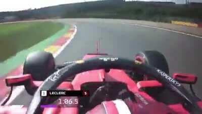 There is no possible way that the popular V-tuber Akai Haato from the idol agency Hololove could turn into Charles Leclerc's Ferrari SF90 at the 2019 Belgian Grand Prix during qualifiying