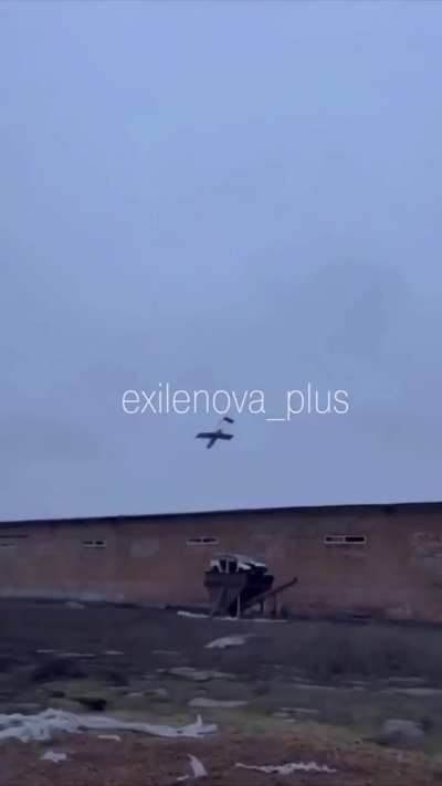 A Russian soldier records a Ukrainian FP-2 medium-range UAV attacking one of the warehouses in the occupied territories.