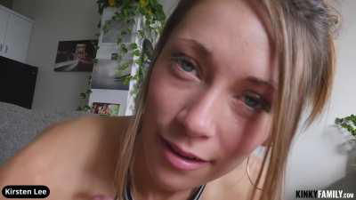 Kirsten Lee sucks her step bro off