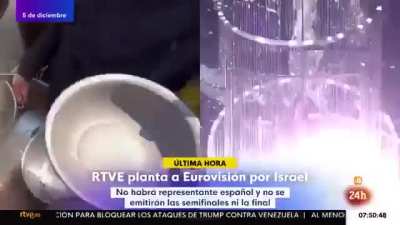 Spain's public broadcaster RTVE announced its decision to withdraw from Eurovision by playing a splitscreen of the Israeli contestant's performance with footage from Gaza.