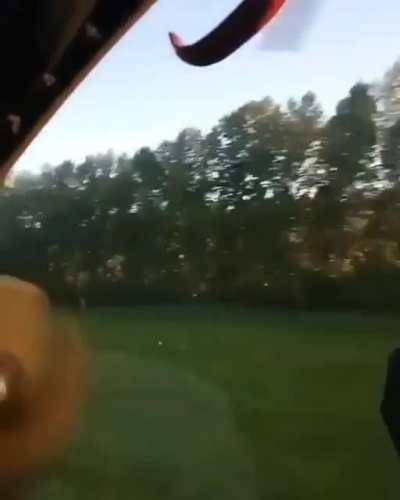 Scaring civilians in an attack helicopter.