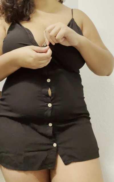 Do you like my dress? (Or my huge tits?)