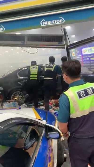 Because her kid's drawing was thrown away after a contest at this convenience store. (Korea)