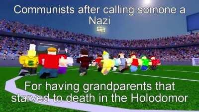 Bunch if Roblox avatars dancing with music with text on the screen