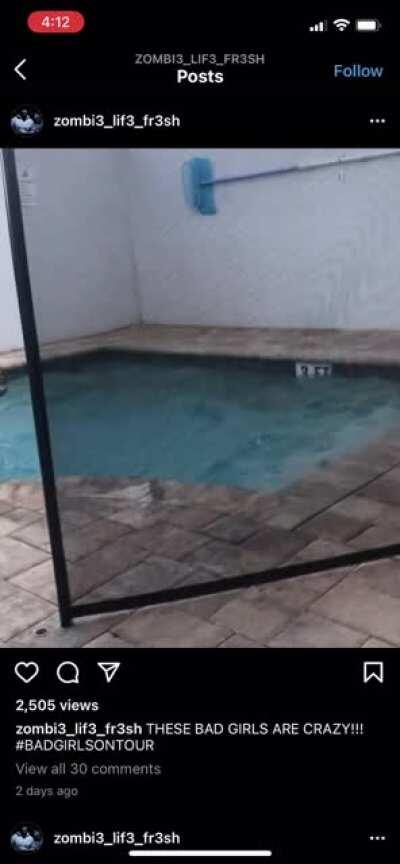 Jumping in the pool butt ass