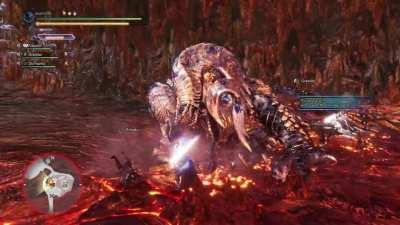 When the longsword user cuts space and time with a helmbreaker...